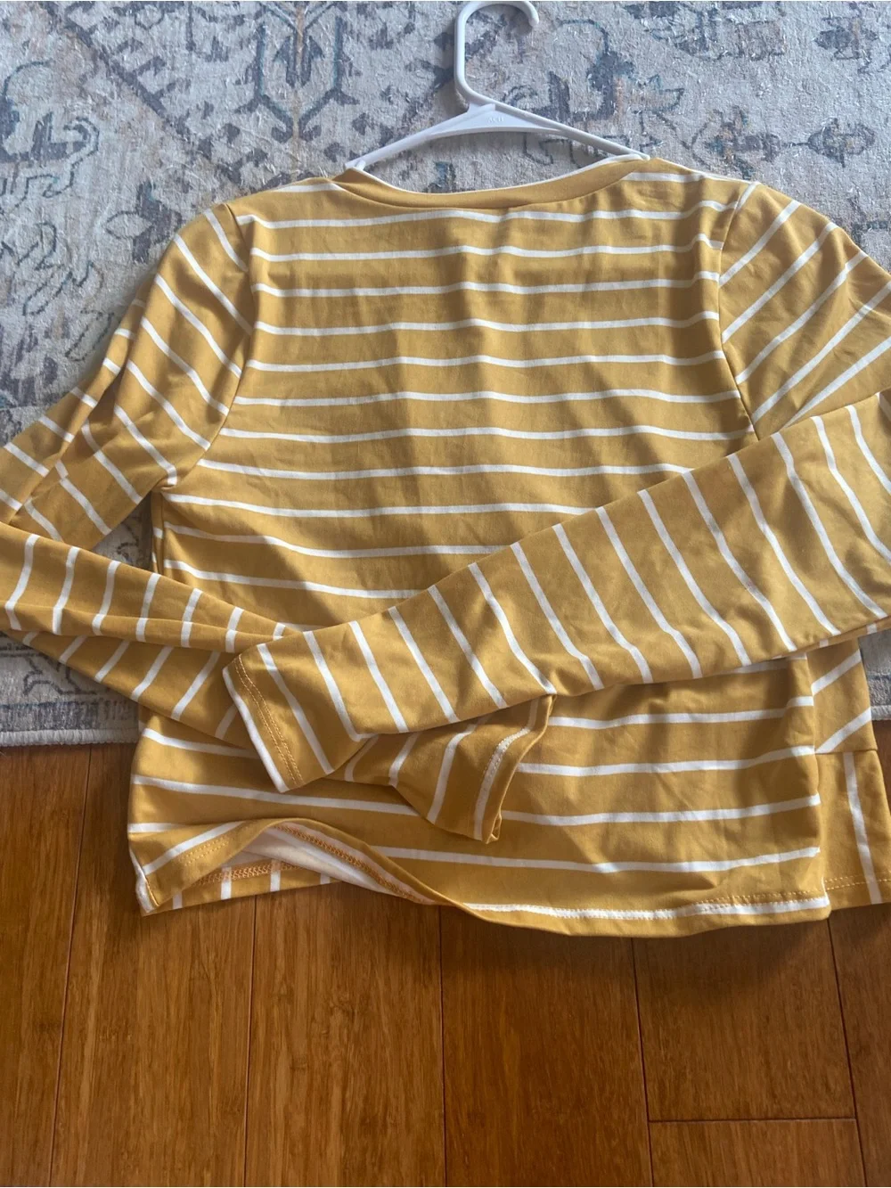 Ambiance Yellow and White Striped Long Sleeve Top